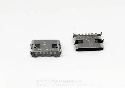 TYPEC6PIN母座加长款L74板上USB贴片接口单充电插头好焊锡