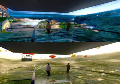 5D裸眼全息沉浸式CAVE互动投影多面立体 3D空间展馆L形折幕光影展
