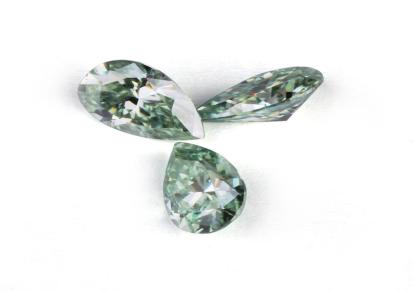 华莎珠宝浅绿色莫桑钻彩色莫桑钻裸石 水滴形镶嵌界面饰品人造钻石现货批发