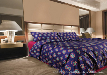 外贸家纺出口臻品纯棉独版花型简约时尚紫色 高档床上用品四件套