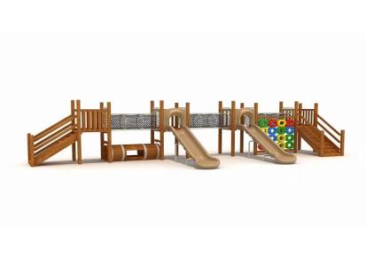幼儿园户外滑梯 大型组合滑梯 木制平台滑梯 儿童木质攀爬屋 游乐设施 鑫圣美
