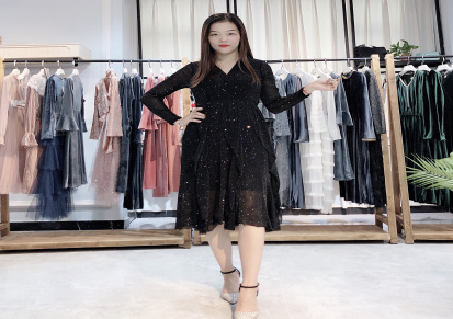 [红雨鸶]2020春季新款女装外贸连衣裙纯色品牌折扣女装货源批发