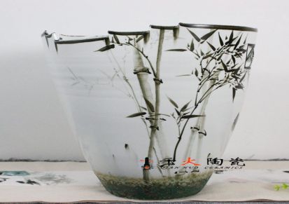 景德镇现代手工花瓶厂家销手绘春色田园陶瓷花瓶