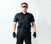 厂家保安服夏款斜纹作训服套装夏季保安短袖套装99黑色特训服短袖