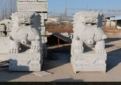 推荐五莲红石狮子 园林石狮子雕刻生产 五莲红矿