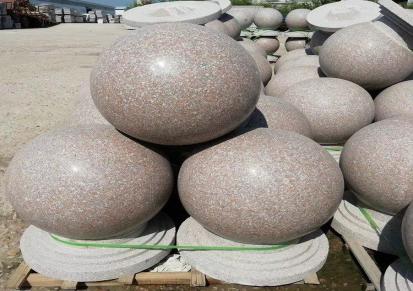 五莲红石材挡车柱子定制磨光面圆球一米可涂鸦 冠众石材