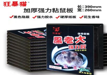 狂暴猫黑老大粘鼠板贵州厂家批发加强版粘鼠板家用仓库养殖场专用捕鼠板代理