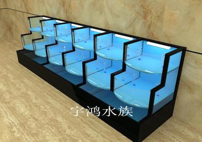饭店海鲜鱼缸定做设计，玻璃鱼缸定做，生鲜超市移动鱼缸，酒店鱼缸定制设计