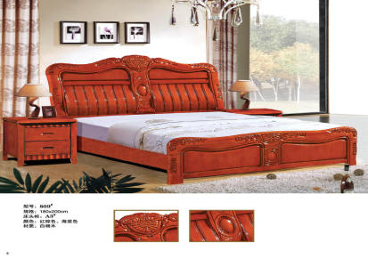 中国生泰家具厂实木床系列实木床加床板加床头柜床头