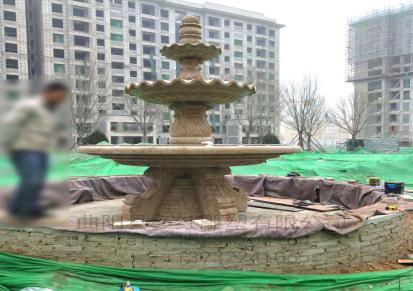 多红雕塑石雕欧式黄锈石喷泉水钵雕塑景观户外园林小区广场流水摆件