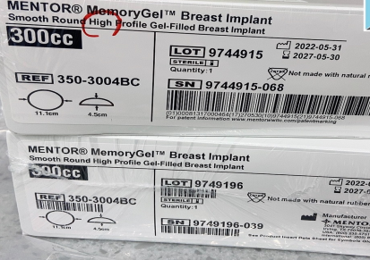 Mentor曼托350-3004BC硅胶假体乳房植入体