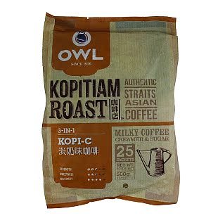 新加坡 OWL猫头鹰 咖啡店淡奶味三合一咖啡 500g