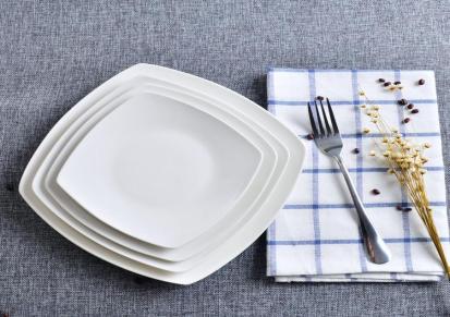 创意西餐盘纯白陶瓷牛排盘早餐意面盘方盘菜盘蛋糕点心平浅餐具