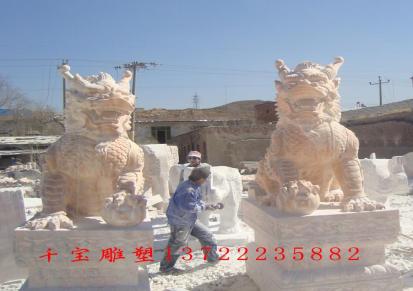 湖南庭院青石麒麟 2.2米高青石石雕麒麟 河北千宝雕塑