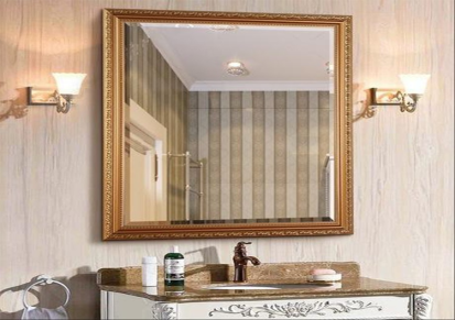 燕婉-欧式浴室镜子 梳妆壁挂防水洗漱化妆镜卫浴镜洗手间带框镜F9