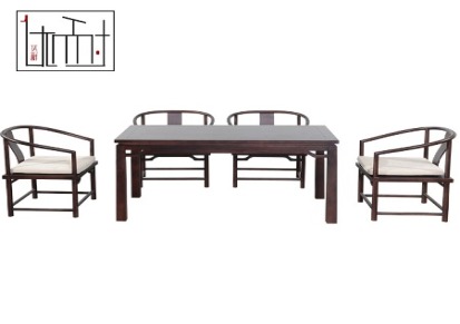 新中式餐桌椅组合一桌六椅现代中式简约饭桌样板房禅意