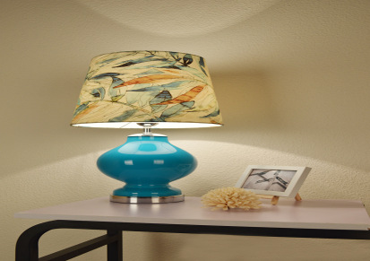 蓝色地中海玻璃台灯现代简约客厅卧室床头灯调光创意酒店别墅灯具