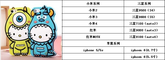 新款iPhone6plus怪兽KT猫手机壳 苹果5S卡通立体小猫硅胶保护套