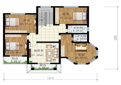 DC0252新农村三层带露台自建房设计图纸-乡村小别墅外观效果图-鼎川建筑