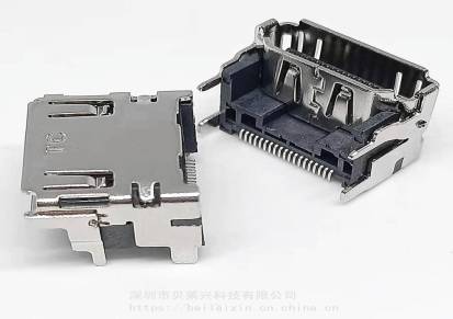 垫高HDMI19PIN母座垫高28MM118长90度四脚插板单排SMT总高835