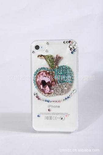 透明镶钻 iphone 4/4S 手机套 三层花&苹果 GR-CA4102