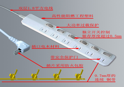 出口日本电源过载保护接线板插座 拖线板插线板 日式排插插板插座