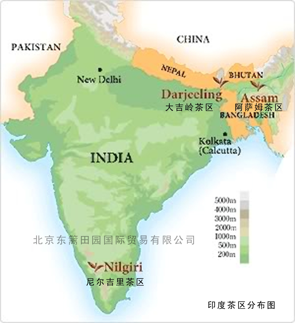 印度茶叶茶区分布图