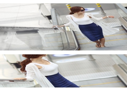 2014夏装新款韩版女装上衣女式镂空长款空调扇防晒衣开衫外套