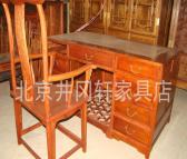 明式素面带椅子写字台 北京红木古典家具 书房配套高档书桌椅