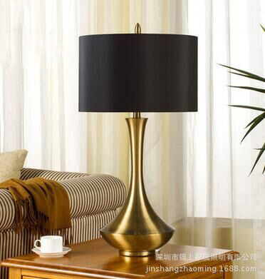 美式金色洛色烟灰色高腰台灯 简约现代样板房客厅卧室床头装饰灯