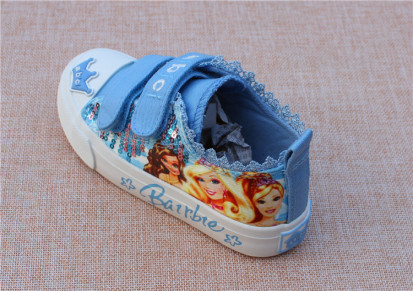 aibici温州品牌冰雪奇缘女童低帮帆布鞋学生防滑耐磨魔术贴硫化鞋