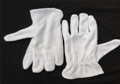 现货加厚白色全棉点塑手套三条筋款 防滑纯棉百诚