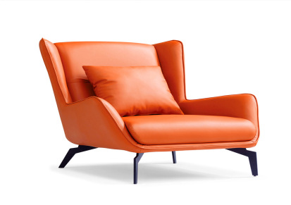 意式极简单人沙发椅 休闲椅贵妃凳鸿畅 客厅设计师现代简约真皮卧室家用轻奢老虎椅