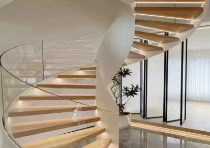 贵州旋转大型商场钢木楼梯 整体楼梯 复试楼梯 定制安装