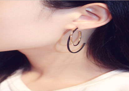 时尚韩版欧美夸张长款潮流光面气质大圆圈两用耳钉耳环女