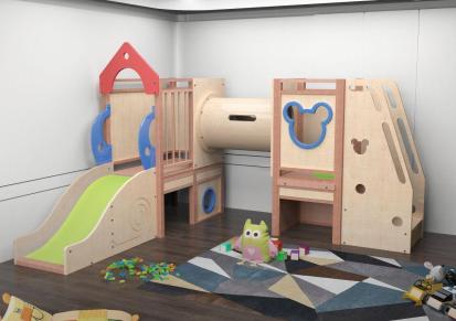 早教中心区角阁楼木质游戏屋幼儿园儿童室内木制滑梯爬滑组合玩具新瑞