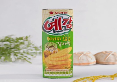 韩国食品批发 进口饼干 非油炸 碳烤薯片 好丽友原味薯片60g*30