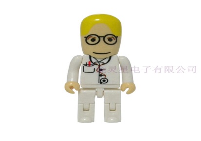 生产供应 塑料医生造型系列USB 医生U盘 黄头发白色医生USB外壳