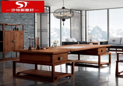 新中式实木办公桌椅组合中式现代总裁桌豪华大班台简约