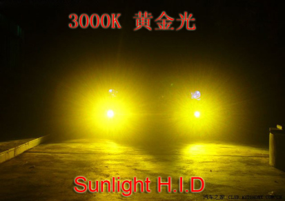 超亮超黄光 HID灯泡 氙气灯泡3000K-55W