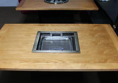 升降无烟火锅桌商用净化设备大理石岩板桌定制磁炉圆形欧堡罗