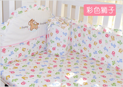 供应婴爱婴儿床上用品 婴儿床品 婴儿床床围床单套装七件套140*70