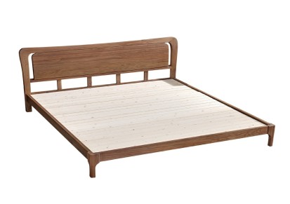 北欧床黑胡桃木实木床现代简约主卧双人1.5米1.8米新中式家具婚床