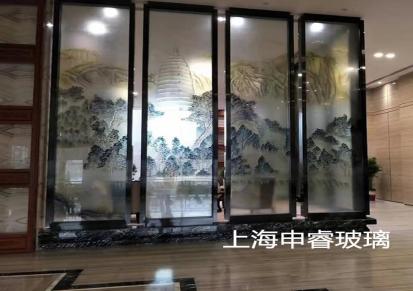 中式艺术玻璃隔断 艺术玻璃玄关隔断 上海申睿
