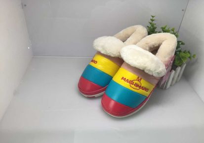 流氓兔2015冬季新款棉鞋 女士居家保暖鞋 加厚拼色月子鞋 3020