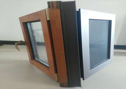 供应贝科利尔110系列铝包木内开外带金钢网高端定制系统门窗